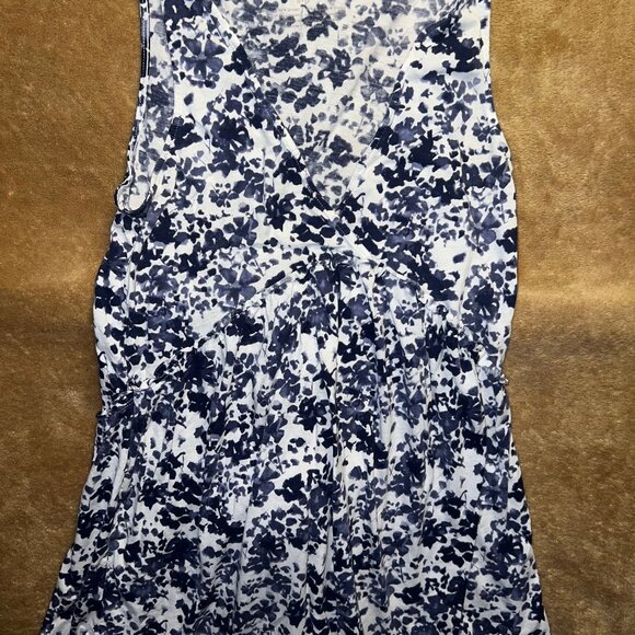 Aerie Small Floral V-Neck Tank‎ Top Blue White C03 - Picture 1 of 6